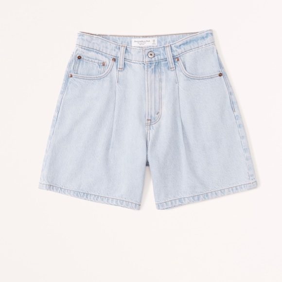 NWT High Rise Loose Short Abercrombie & Fitch Jean Denim Shorts - light wash - Picture 6 of 8